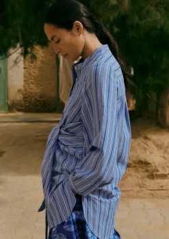 TOAST Stripe Poplin Wrap Front Shirt-Women Tops & Tees