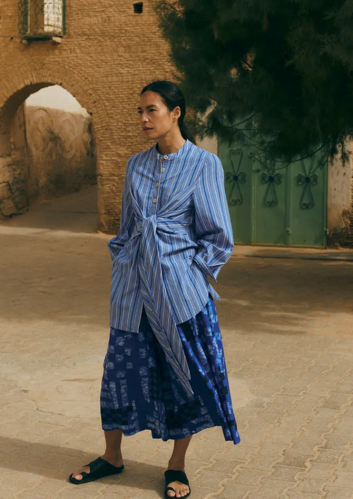 TOAST Stripe Poplin Wrap Front Shirt-Women Tops & Tees