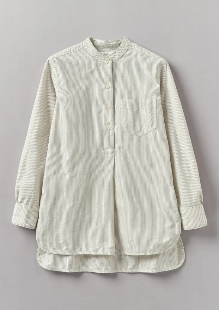 TOAST Taro Stripe Organic Cotton Poplin Shirt-Women Tops & Tees