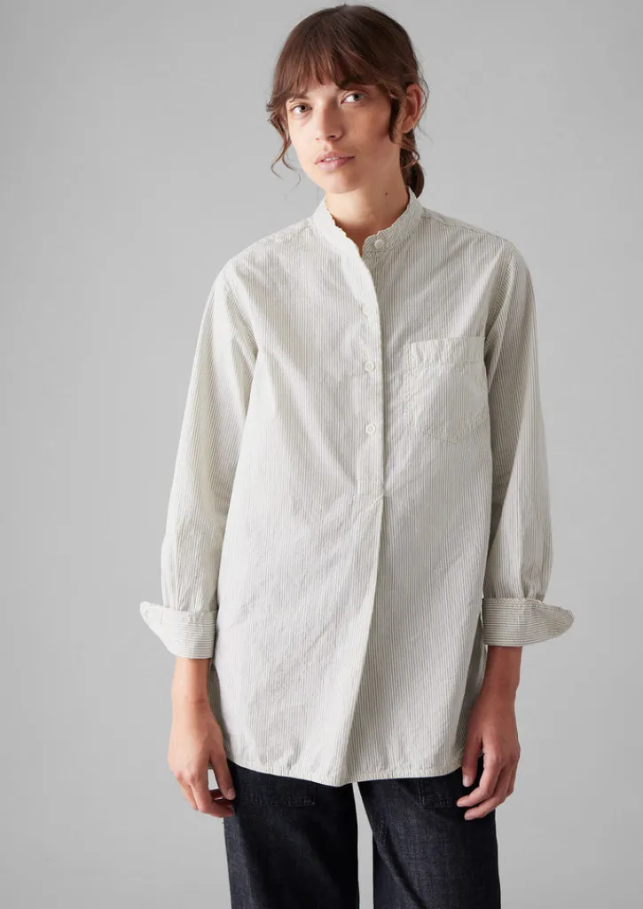 TOAST Taro Stripe Organic Cotton Poplin Shirt-Women Tops & Tees