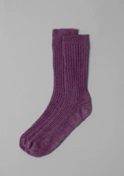 TOAST Textured Rib Cotton Marl Socks- Socks