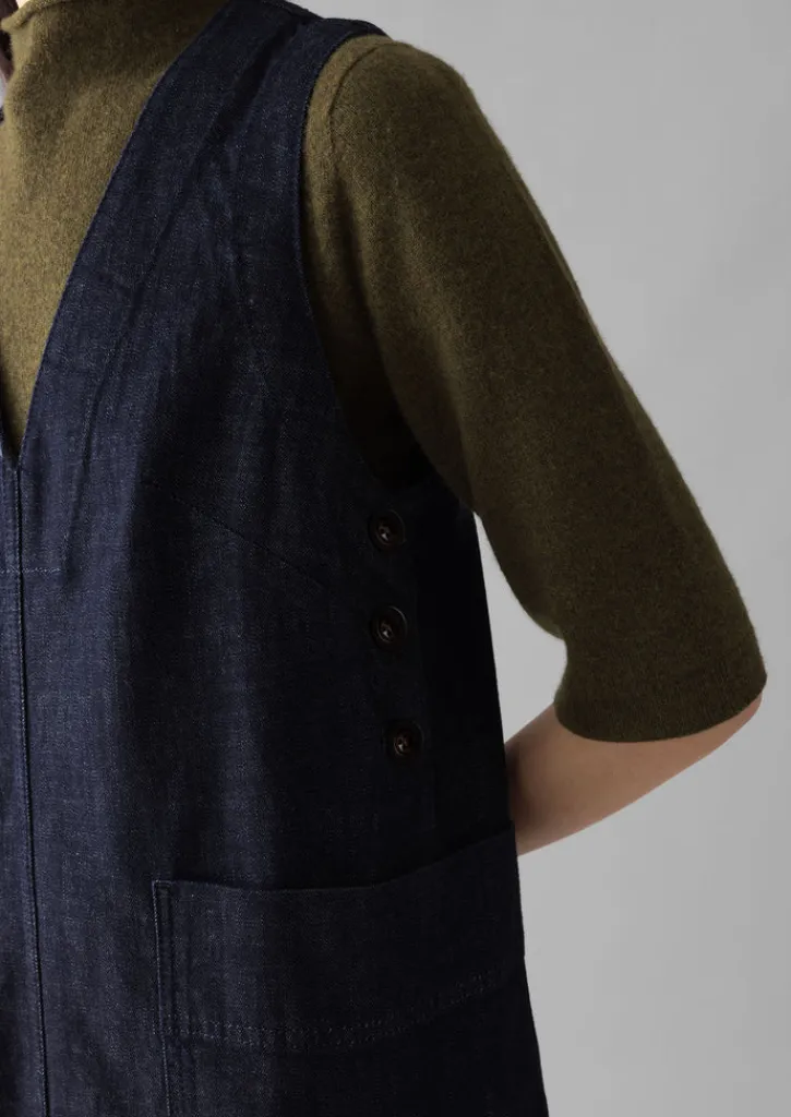 TOAST V-Neck Denim Pinafore Dress-Women Denim|Workwear
