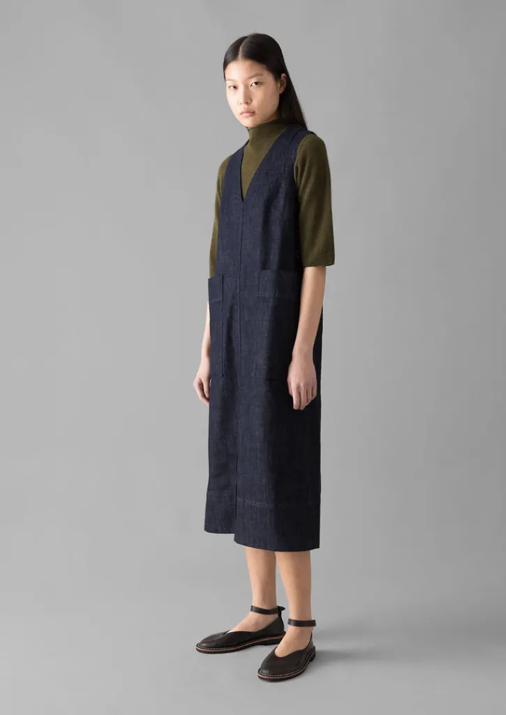 TOAST V-Neck Denim Pinafore Dress-Women Denim|Workwear