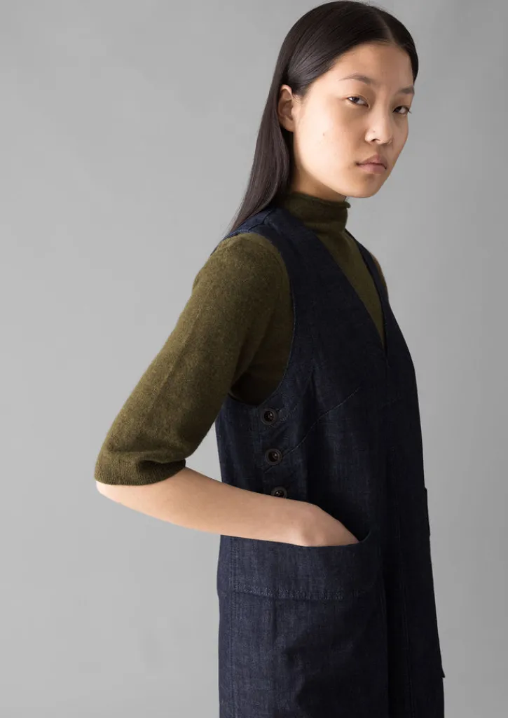 TOAST V-Neck Denim Pinafore Dress-Women Denim|Workwear