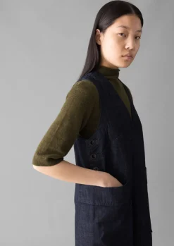 TOAST V-Neck Denim Pinafore Dress-Women Denim|Workwear