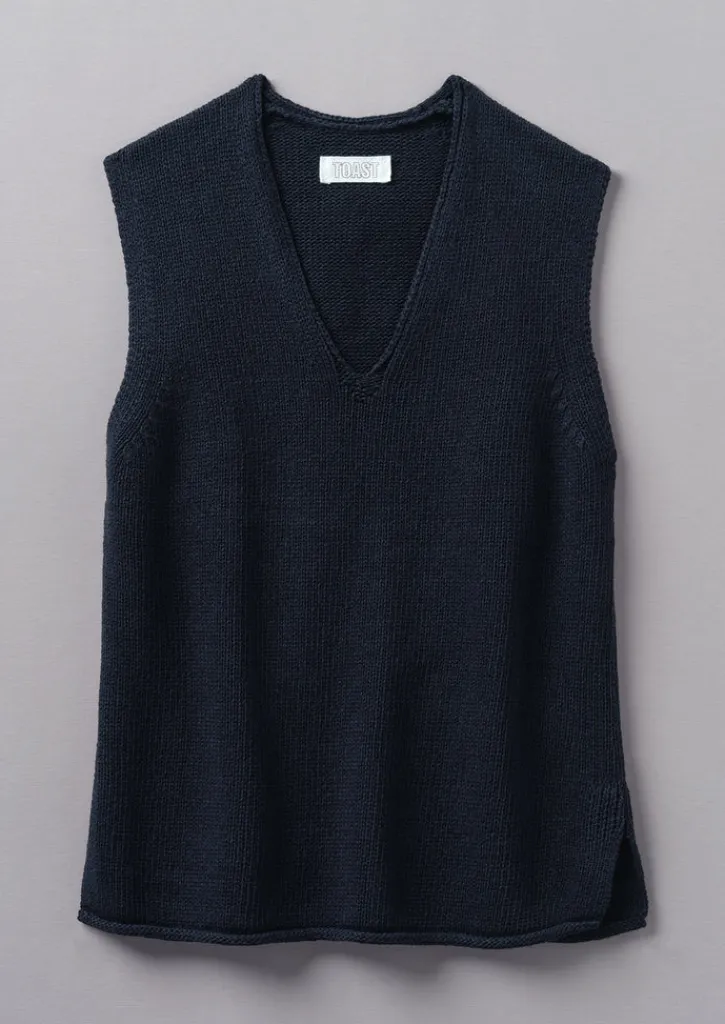 TOAST V-Neck Linen Cotton Knitted Tank-Women Linen|Loungewear