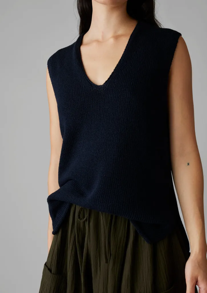 TOAST V-Neck Linen Cotton Knitted Tank-Women Linen|Loungewear