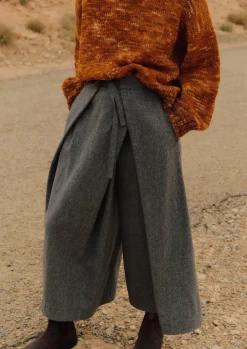 TOAST Wool Flannel Tie Front Culottes-Women Skirts|Trousers