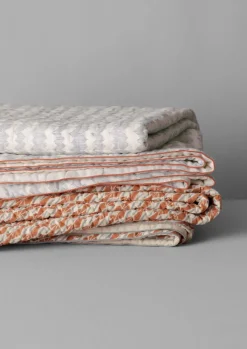 TOAST Zig Zag Block Print Cotton Quilt- Textiles|Blankets & Throws